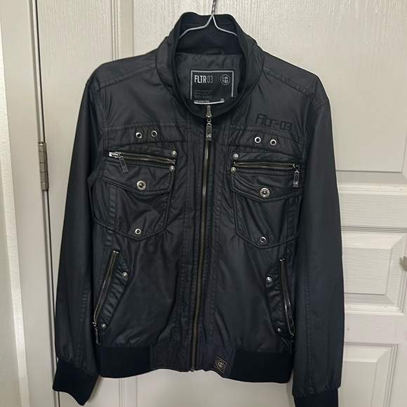 Nice dark gray jacket with squared lines and lots of zippers - Picture 1 of 4